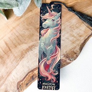 Unicorn Illustration Bookmark, Magical Journey Design, Metal Bookmark, Artistic Reading Accessory, Unique Book Lover Gift