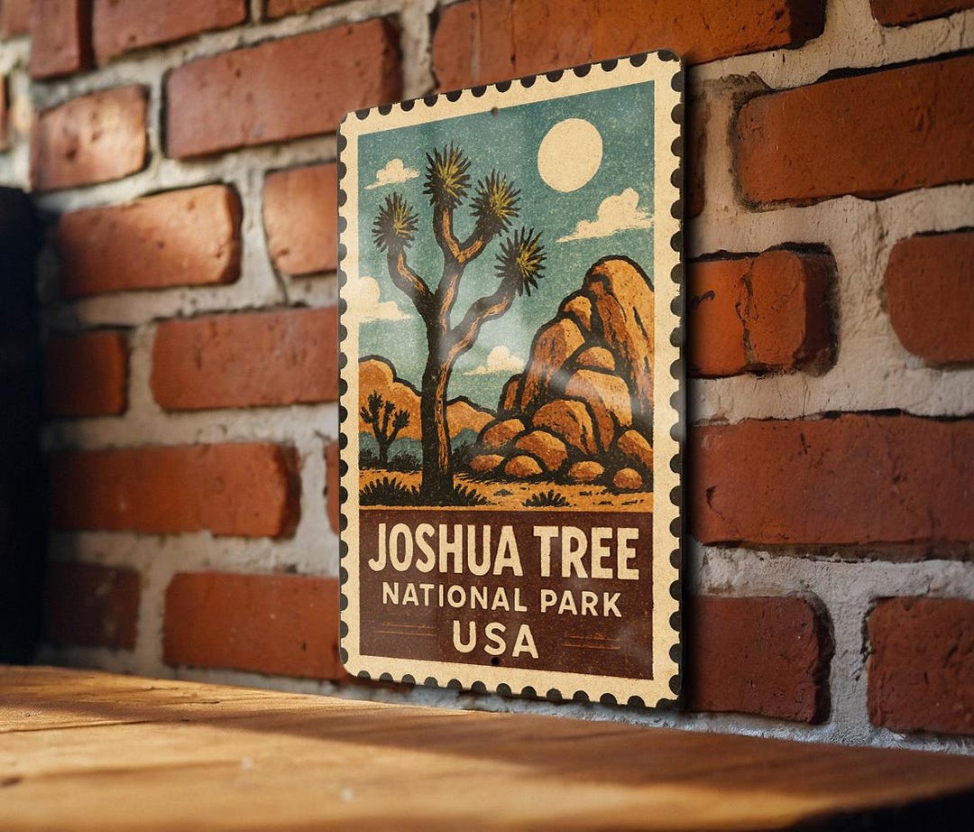 Joshua Tree National Park Metal Sign – Vintage Stamp Style Wall Art for ...
