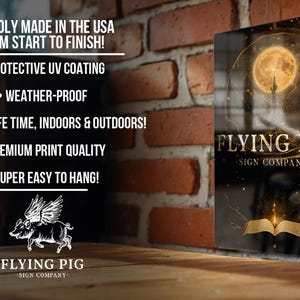 a poster on a brick wall that says flying pig