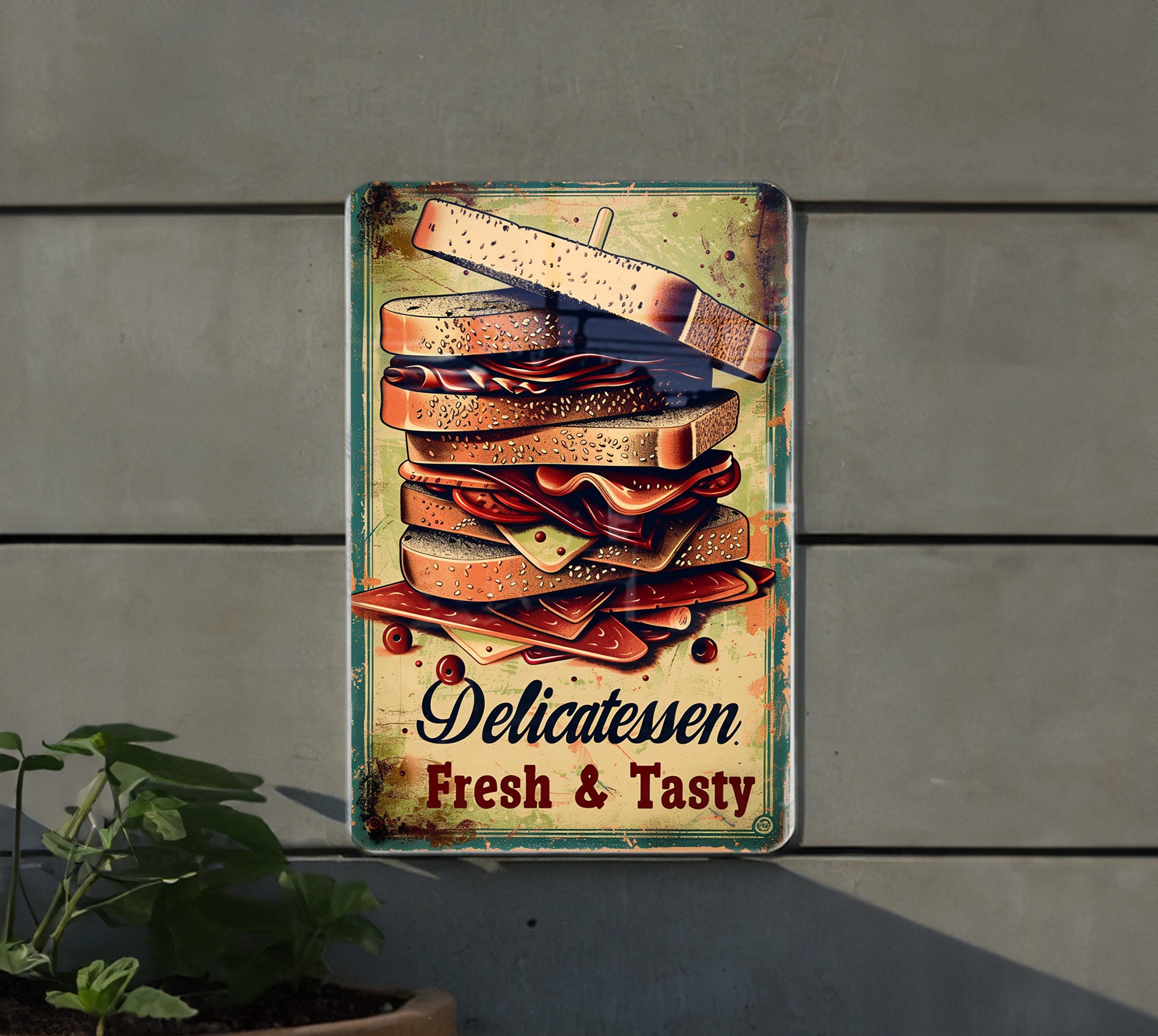 Delicatessen Metal Sign, Cold Cuts, Fresh Sandwiches, Tasty Vintage ...