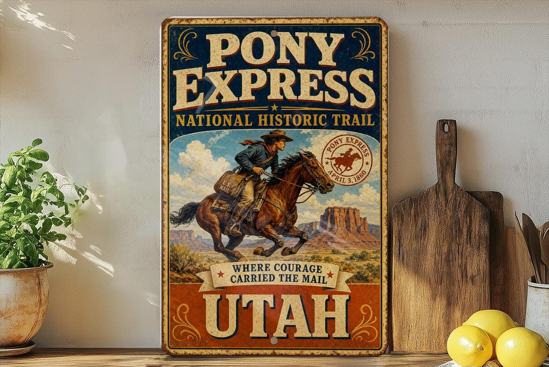 Vintage Style Pony Express National Historic Trail Utah Metal Sign ...