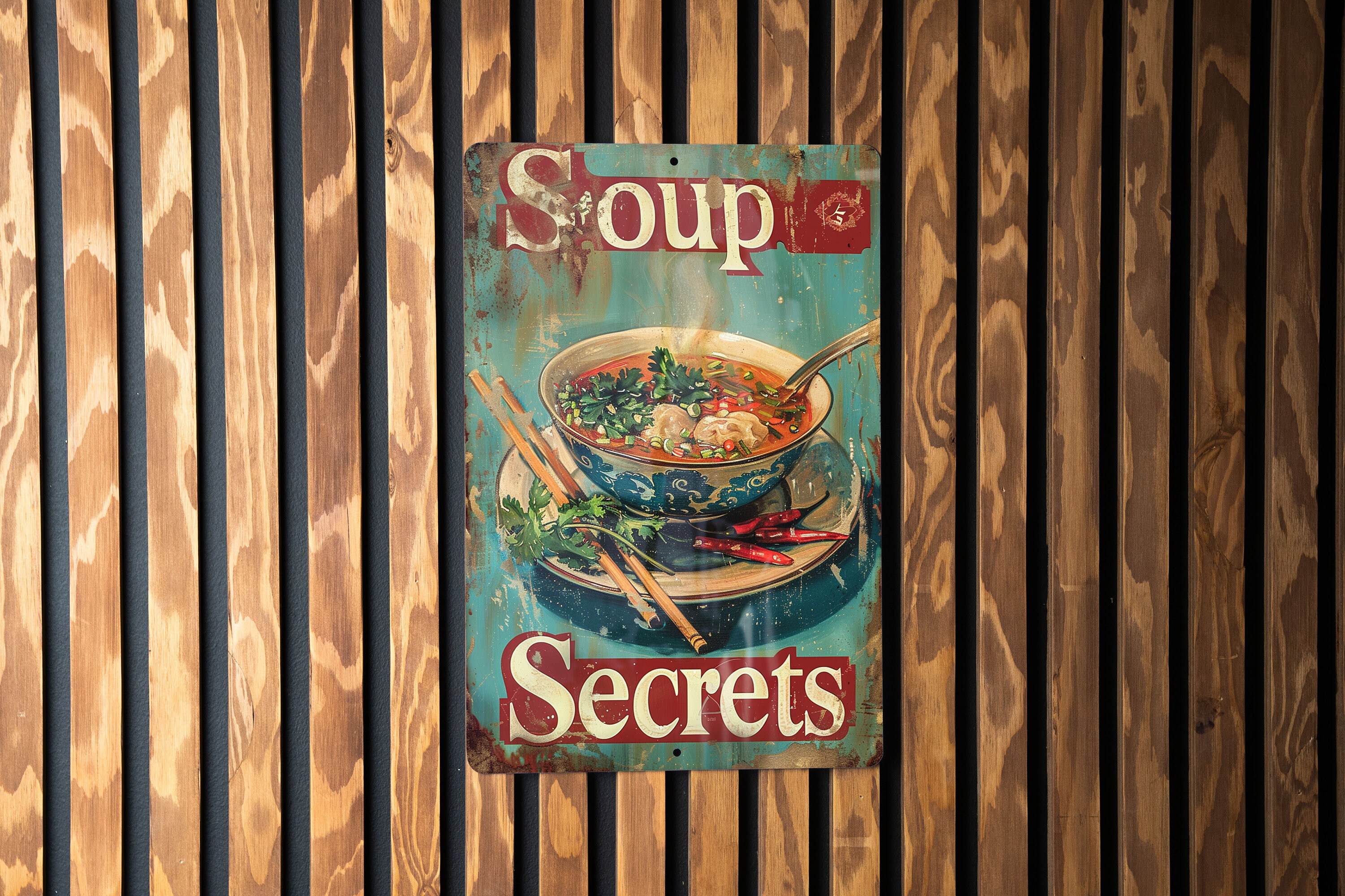 Vietnamese Pho Soup, Culinary Tradition, Vintage Gift Idea, Metal Sign, Kitchen Decor