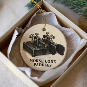 Morse Code Paddles Ceramic Ornament, Vintage Ham Radio Gift
