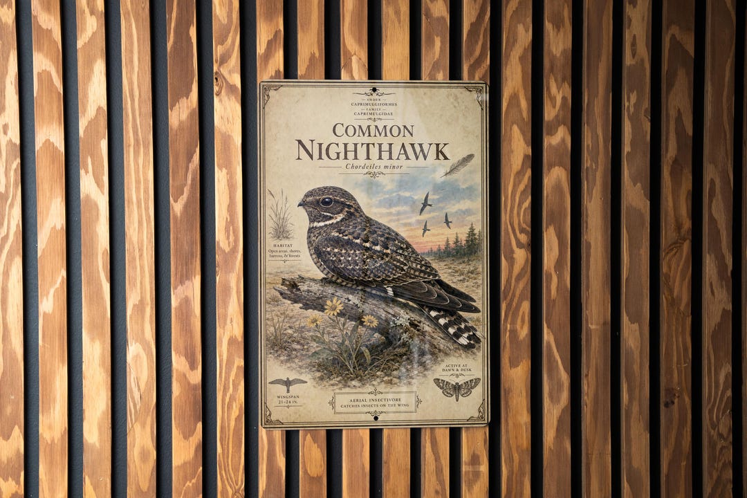 Common Nighthawk Metal Sign, Audubon-inspired Natural History Bird ...