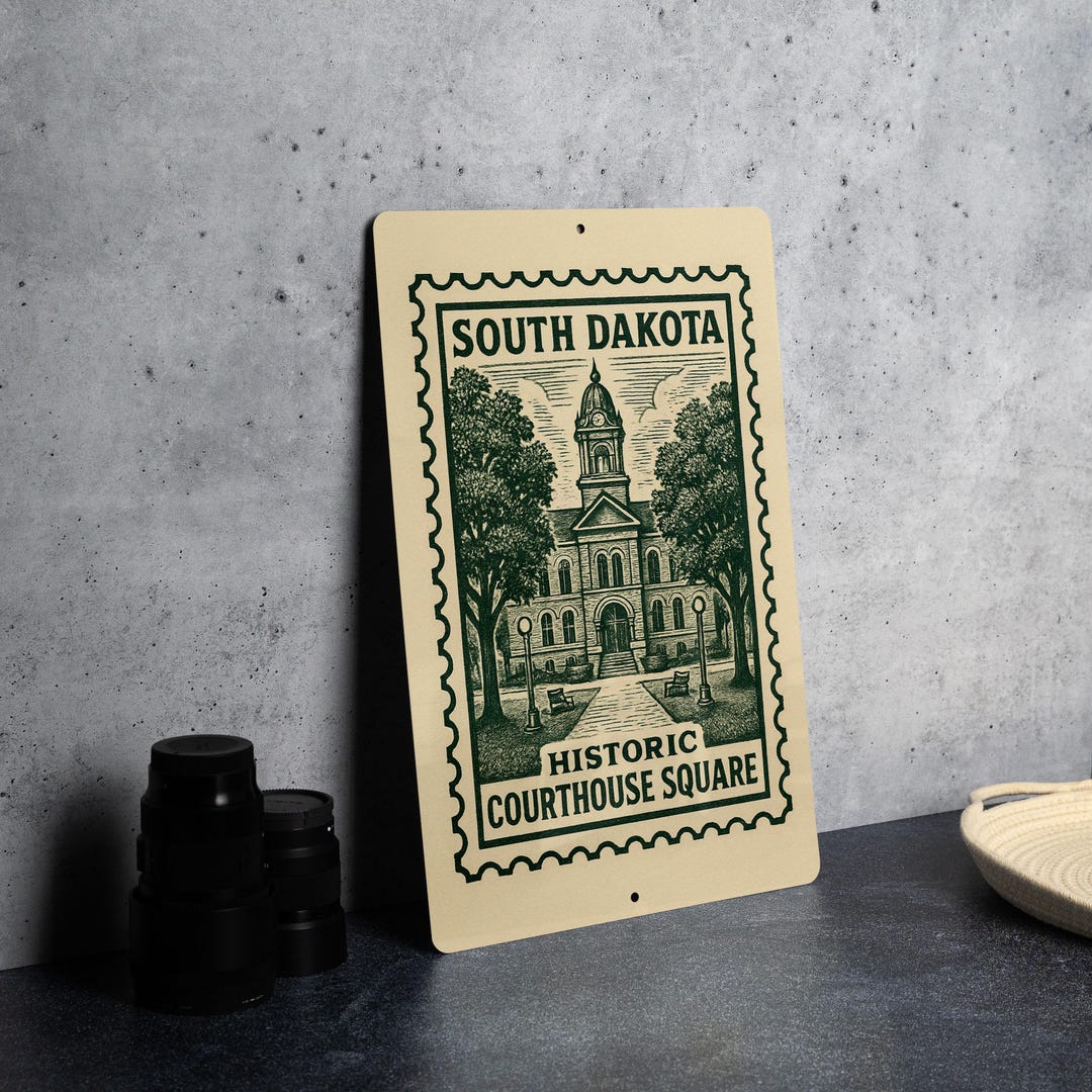 South Dakota Historic Courthouse Square Metal Sign – Vintage Stamp ...