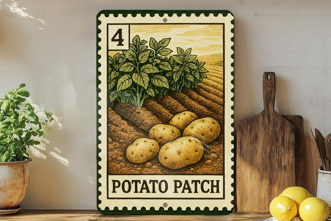 Rustic Potato Sign Rustic Potato Patch Metal Sign – Vintage Farmhouse Kitchen Wall Decor ...