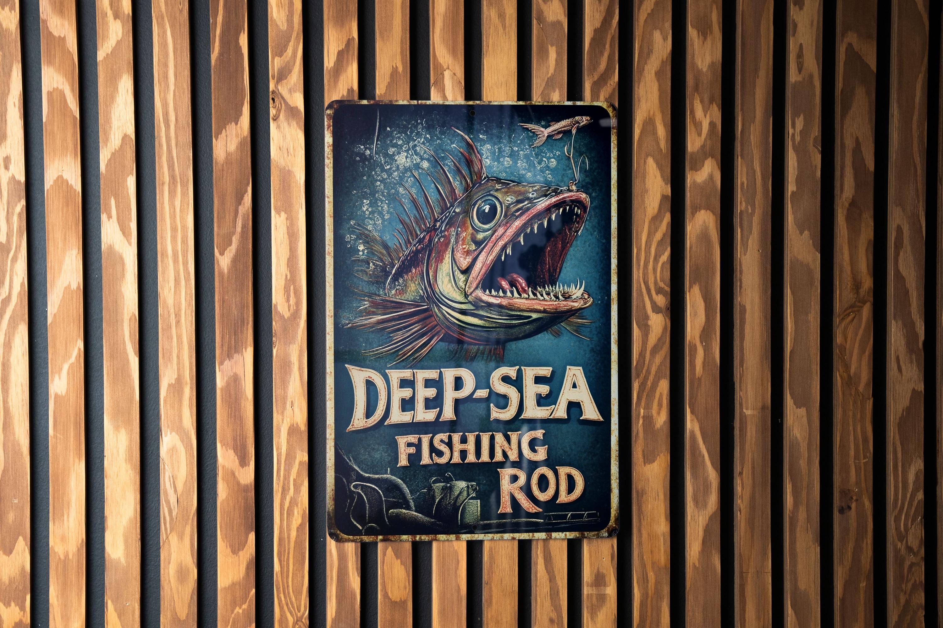 Vintage Style Tin Sign, Anglerfish Bioluminescent Lure, Deep-sea ...