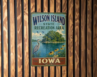 Wilson Island State Recreation Area Iowa Vintage Style Metal Sign | Park & Campground Souvenir Wall Decor | Travel Landmark Sign