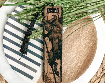 Metal Bookmark, Greek Mythology, Minotaur Design, Labyrinth Text, Unique Reading Accessory