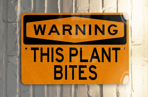 Warning Plant Bites Metal Sign - Garden Decor, Outdoor Warning