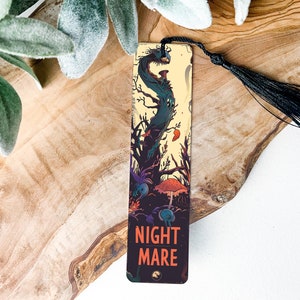 Metal Bookmark, Fantasy-Themed, NIGHTMARE Text, Unique Book Accessory, Reading Gift