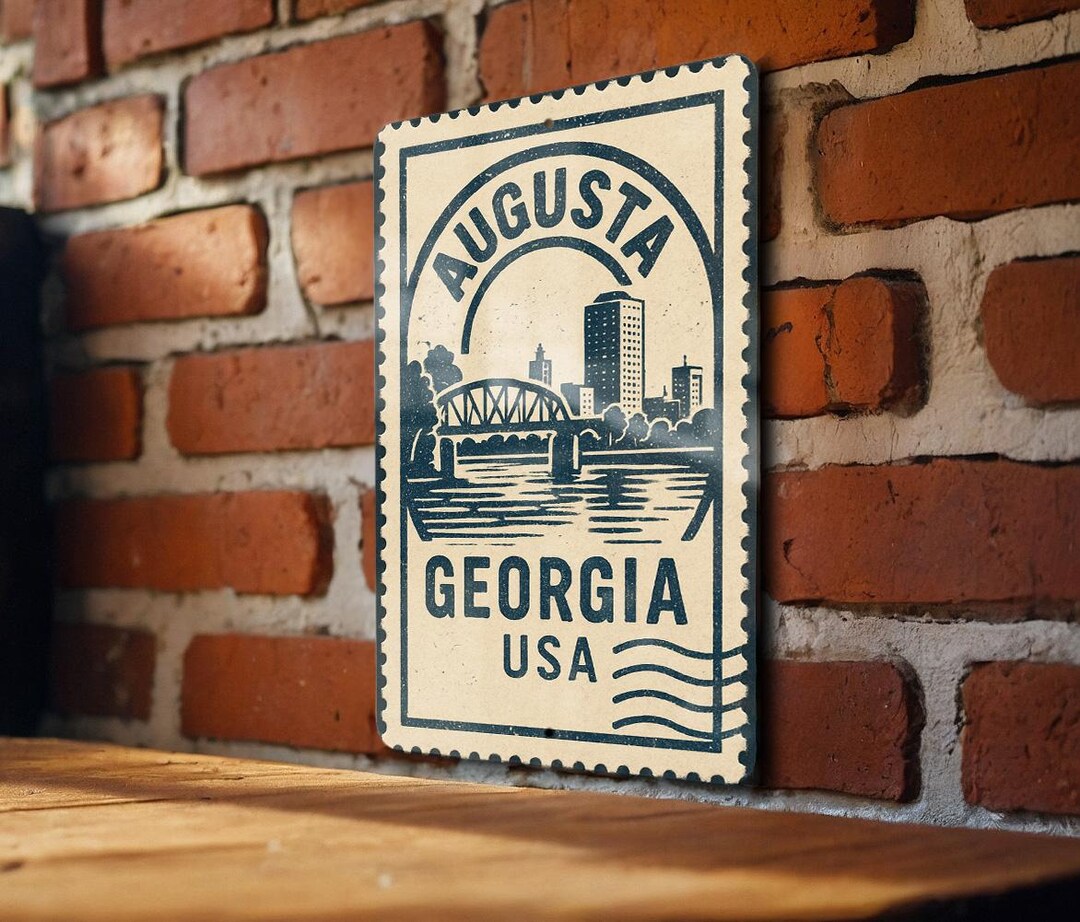 Augusta Georgia Metal Sign – Vintage Stamp Style Wall Art, USA City ...