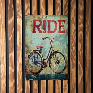 a sign on a wooden wall that says ride