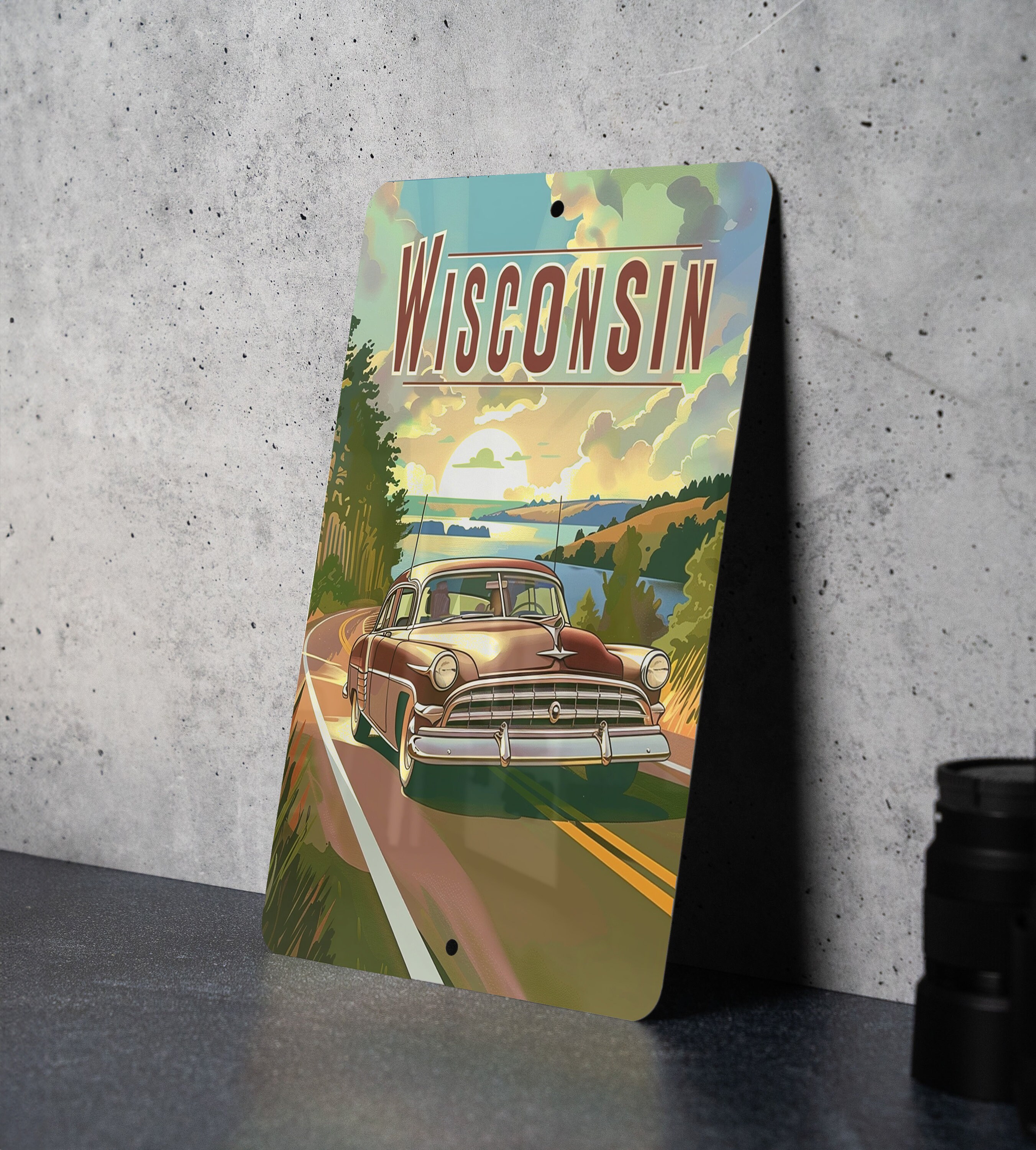 Retro Cartoon Visit Wisconsin Metal Sign | Vintage Decorretro Cartoon ...