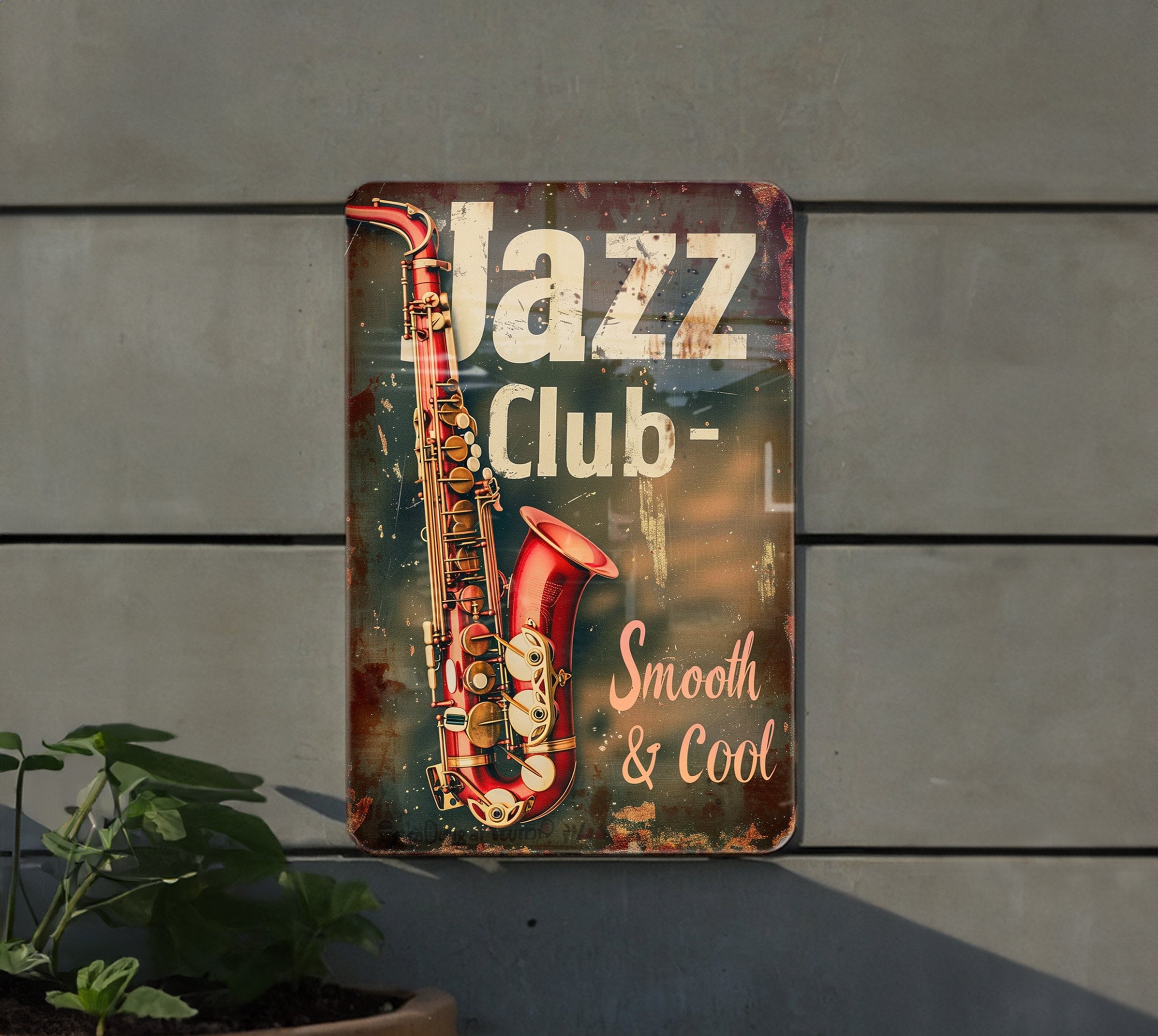 Jazz Club Metal Sign, Vintage Style, Saxophone Decor, Piano Wall
