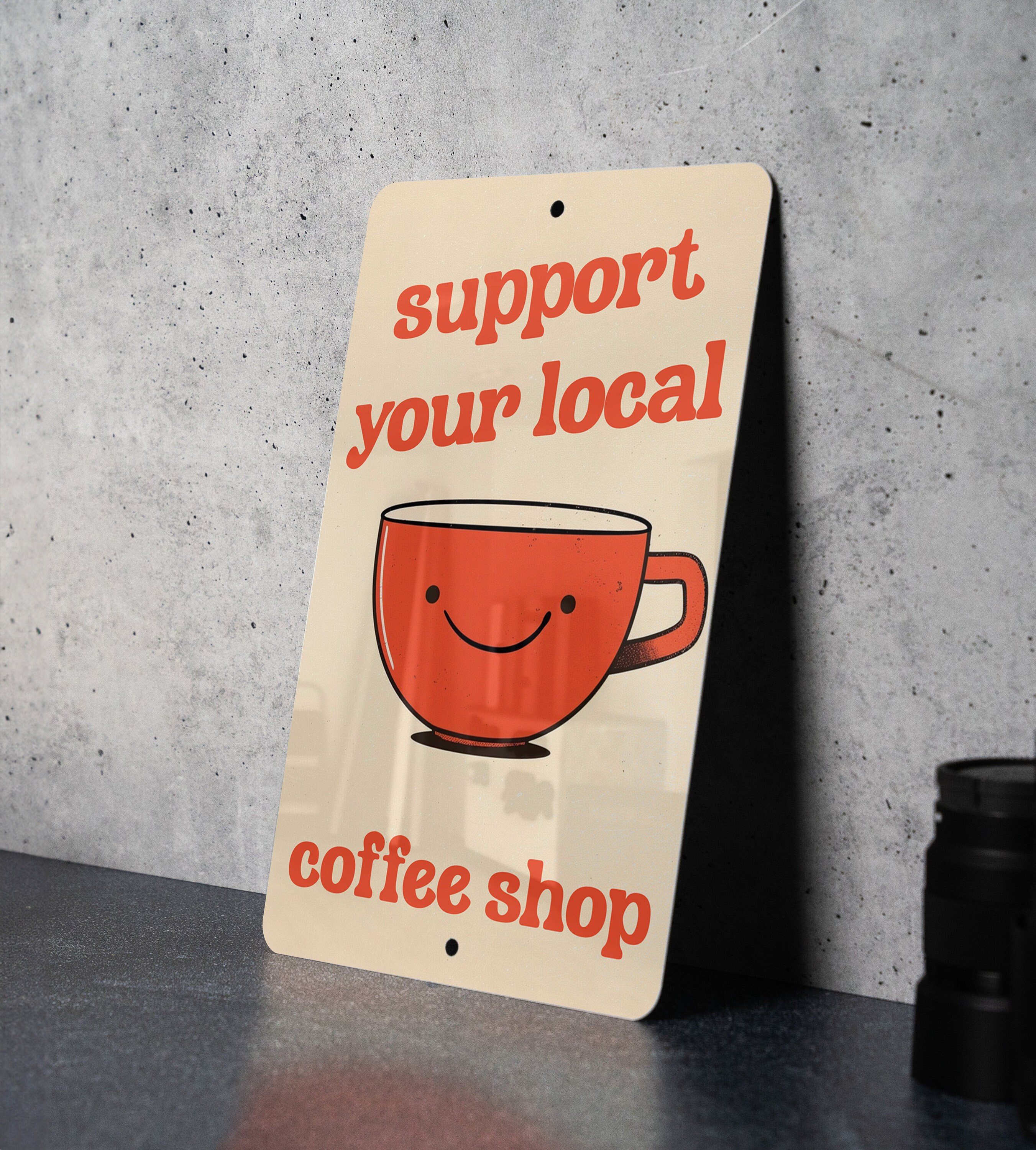 かふぇおれ/ポスター Support Local Coffee Metal Poster - Cafe Love, Coffee