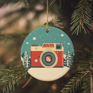 a christmas ornament hanging from a tree