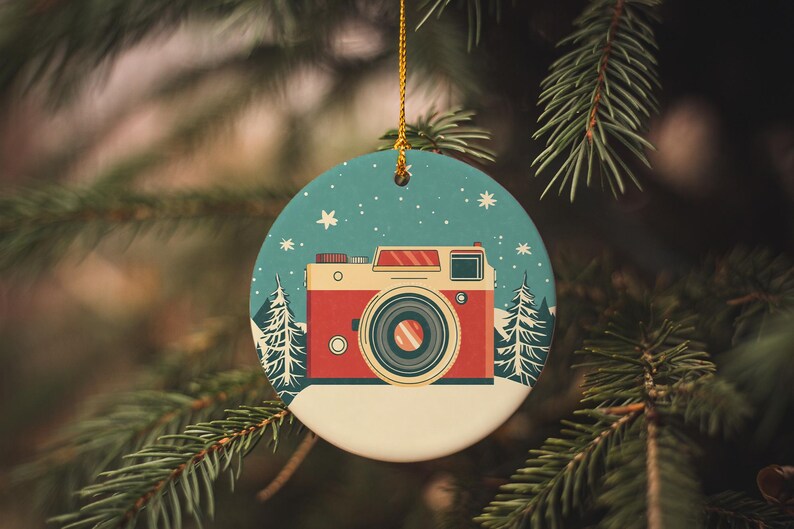 a christmas ornament hanging from a tree