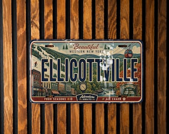 Ellicottville Retro Style License Plate, Ellicottville NY Souvenir Car Tag, Cattaraugus County New York Gift