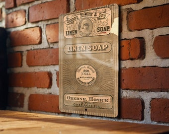 Linen Soap Vintage Metal Poster - Classic Laundry Room Decor, Retro Cleaning Ad