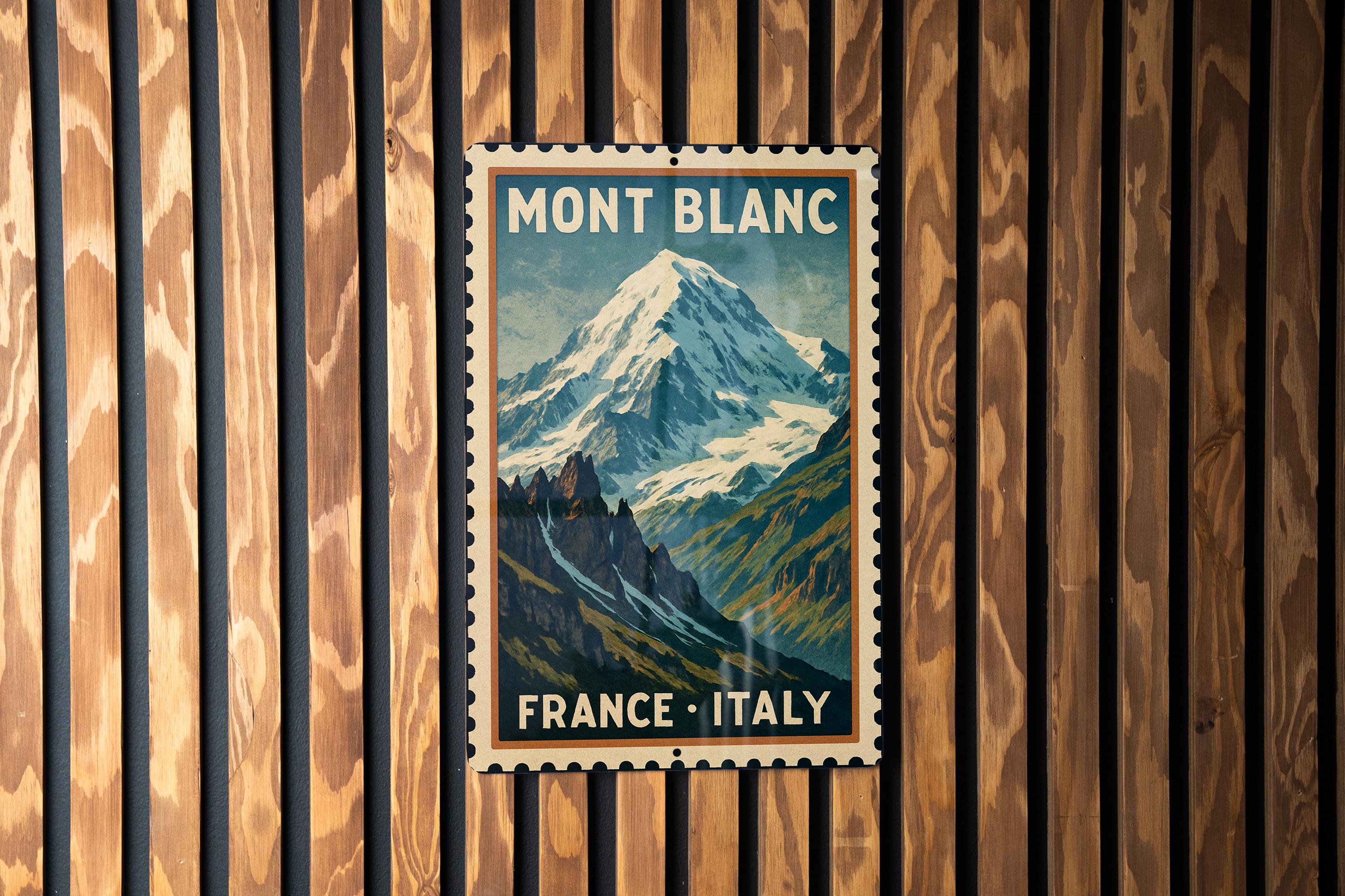 Mont Blanc France Italy Travel Poster Metal Sign – Vintage Stamp
