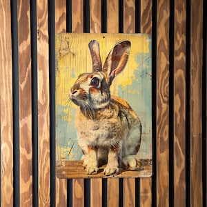 Dutch Rabbit Vintage Aluminum Sign, Metal Wall Decor, Retro Art, Bunny Gift Idea, Animal Decoration