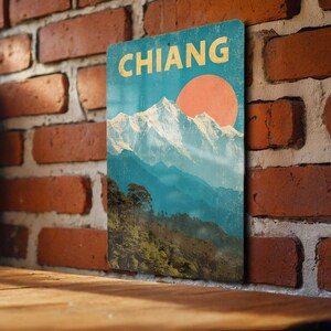 Retro Chiang Mai Travel Poster Tin Sign – Vintage Metal Wall Art for Home Bar, Cafe, or Office Decor