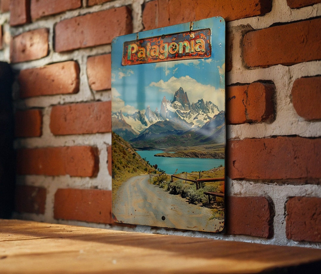 patagonia パタゴニア アルミプレート Patagonia Argentina, Vintage Style, Aluminum Sign, Metal Wall