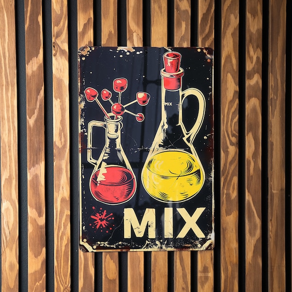 Vintage Metal Sign, Chemist MIX, Retro Wall Art, Unique Gift Idea, Classic Decor