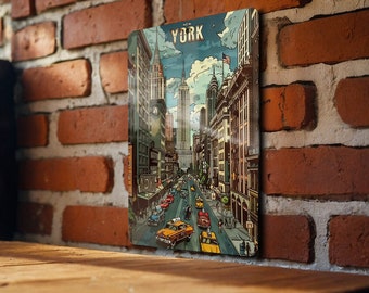Retro Cartoon's New York Adventure Metal Sign vintage cartoons, New York, retro decor, metal signs