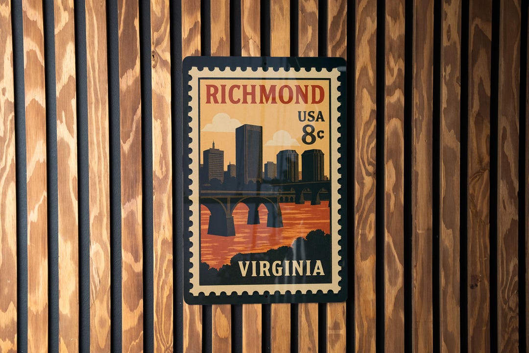 Iconic Rva Signs Richmond Virginia Postage Stamp Metal Sign – Vintage Travel-inspired ...