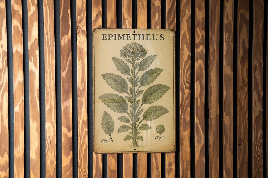 Epimetheus Texture Vintage Epimetheus Botanical Metal Sign – Antique Tin Wall Art With ...