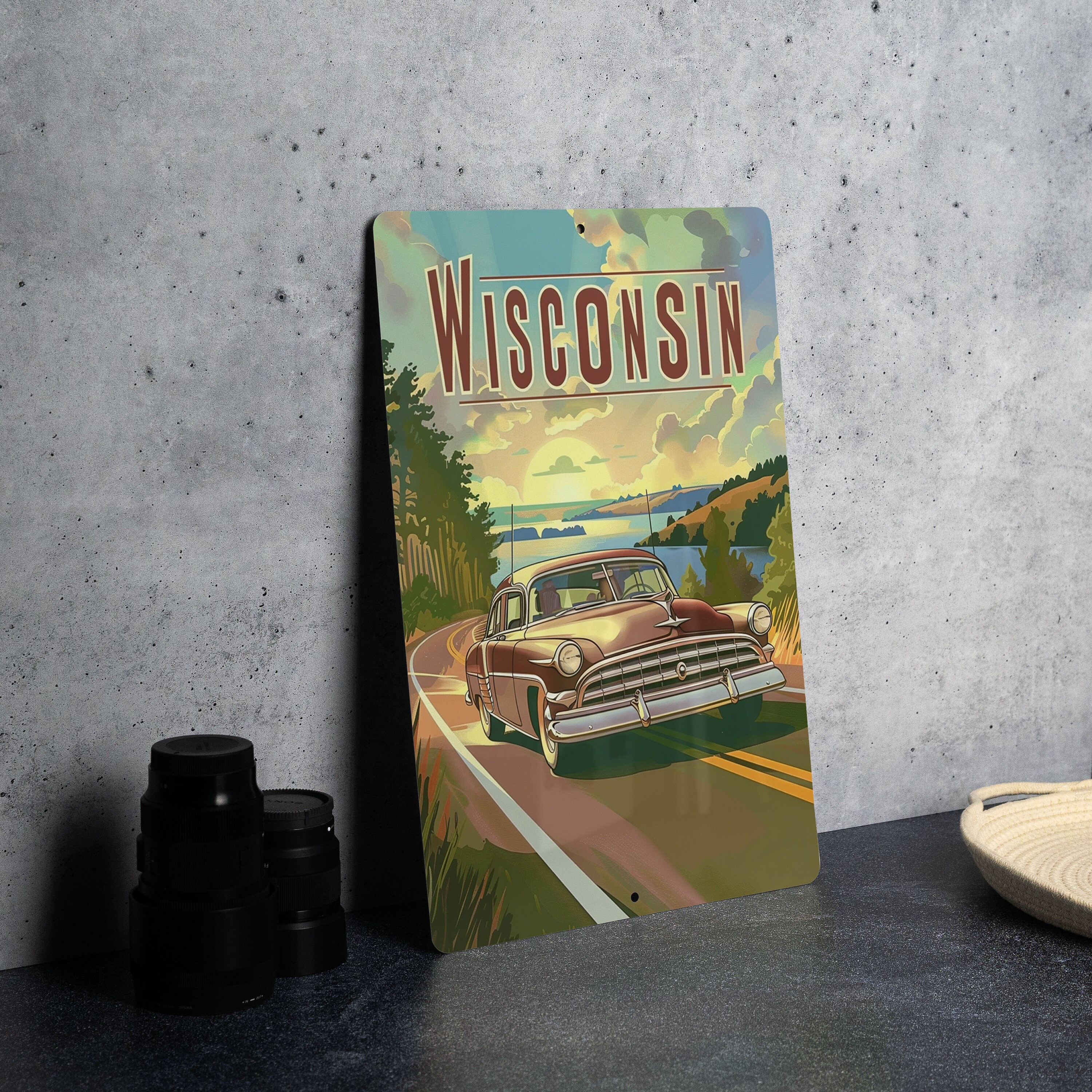 Retro Cartoon Visit Wisconsin Metal Sign | Vintage Decorretro Cartoon ...