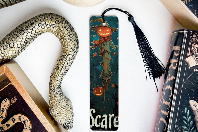 a bookmark with an image of a scare on it