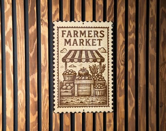 Farmers Market Metal Sign – Vintage Stamp Style Produce Stand Wall Decor for Kitchen, Garden, Farmhouse Display