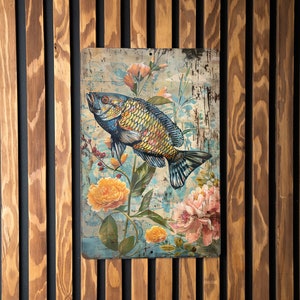 Cichlid Vintage Metal Sign, Aluminum Decor, Retro Fish Sign, Wall Art, Aquarium Accessory