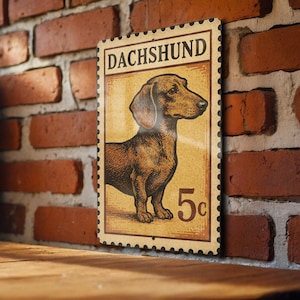 Dachshund Dog Stamp Art Metal Sign –  Vintage Style Wall Decor for Dog Lovers, Rustic Tin Pet Sign Gift