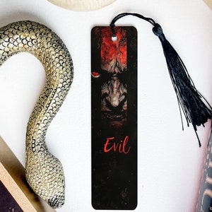 Evil Text Metal Bookmark, Horror-Themed Bookmark, Scary Book Accessory, Unique Reading Gift, Creepy Page Keeper