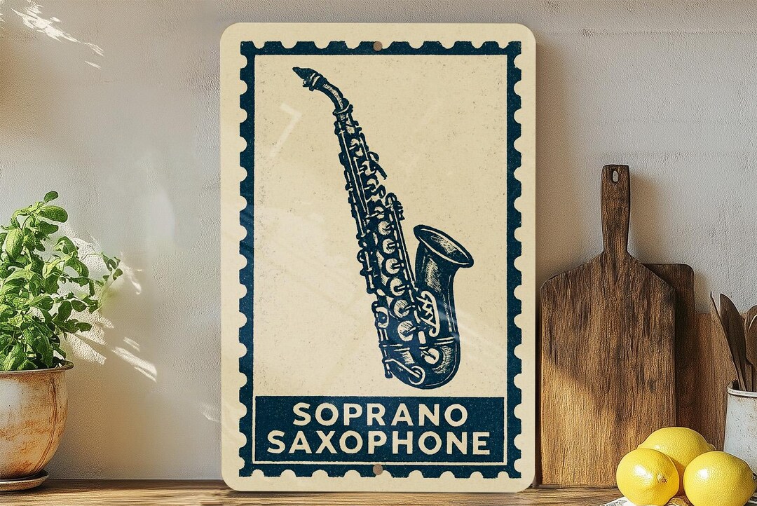 Soprano Sign Soprano Saxophone Metal Wall Art Sign – Vintage Stamp Style Music Decor ...