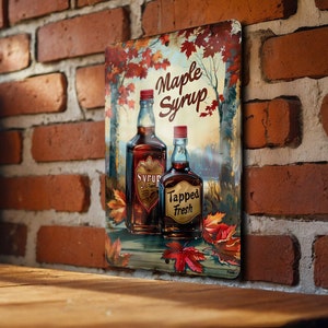 Vintage Maple Syrup Sign, Tapped Fresh, Maple Trees, Syrup Bottles, Aluminum Sign
