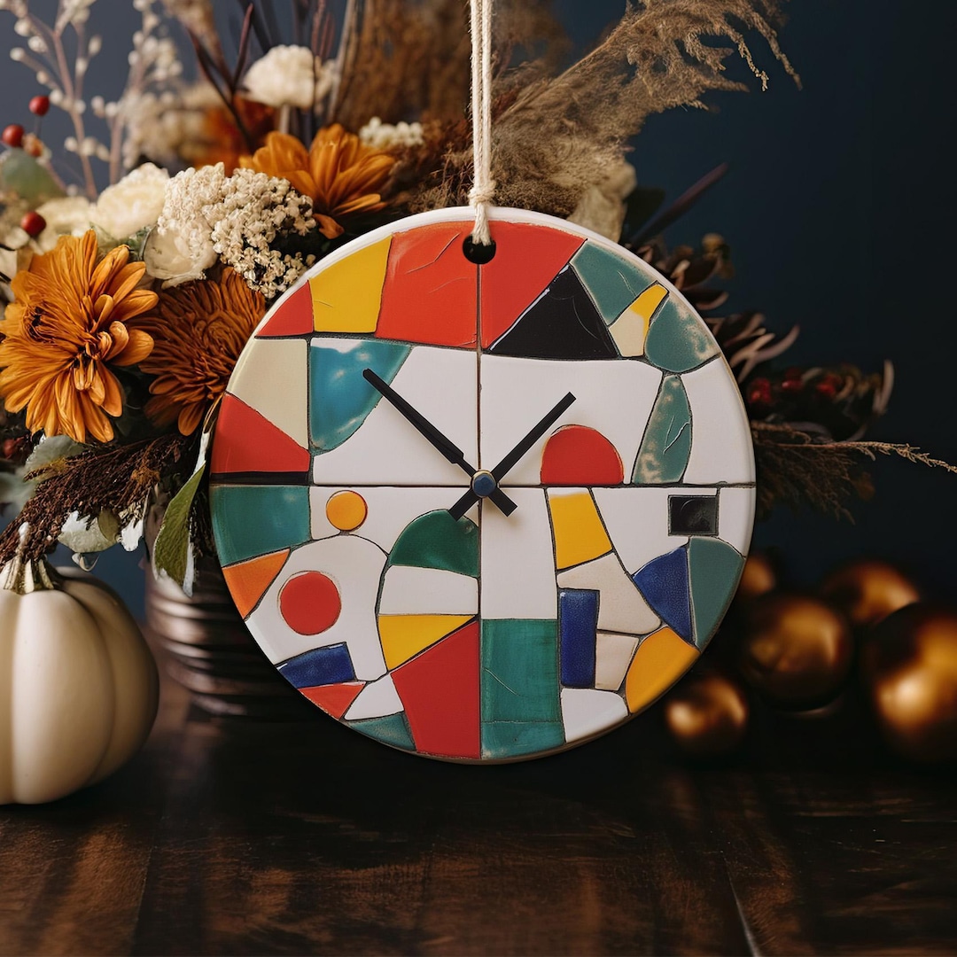 Ceramic Ornament, Abstract Design, Bold Colors, Handmade Decor, Unique