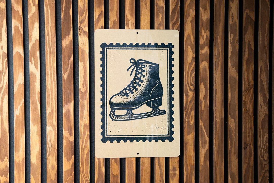Rustic Sign Ice Vintage Ice Skates Metal Sign – Rustic Winter Sports Wall Art, Retro ...