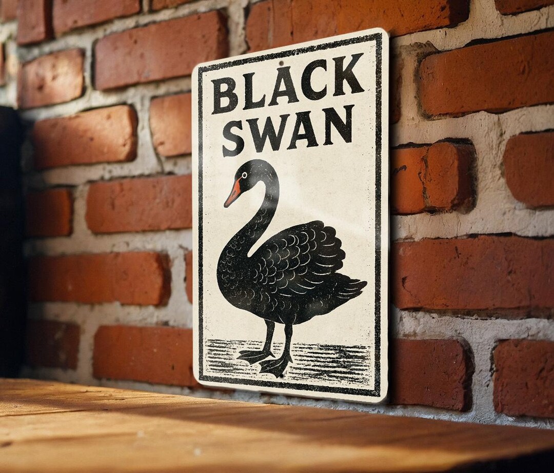 Black Swan Metal Sign – Vintage Stamp Style Wall Art Decor for