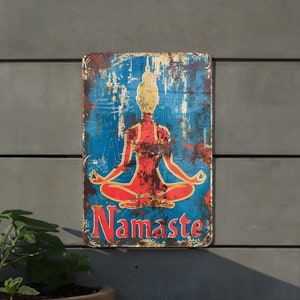 Yoga Namaste Studio Vintage Tin Sign - Perfect Gift, Metal Sign, Home Decor, Wall Art, Yoga Lover
