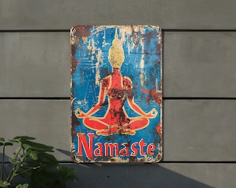 Yoga Namaste Studio Vintage Tin Sign - Perfect Gift, Metal Sign, Home Decor, Wall Art, Yoga Lover