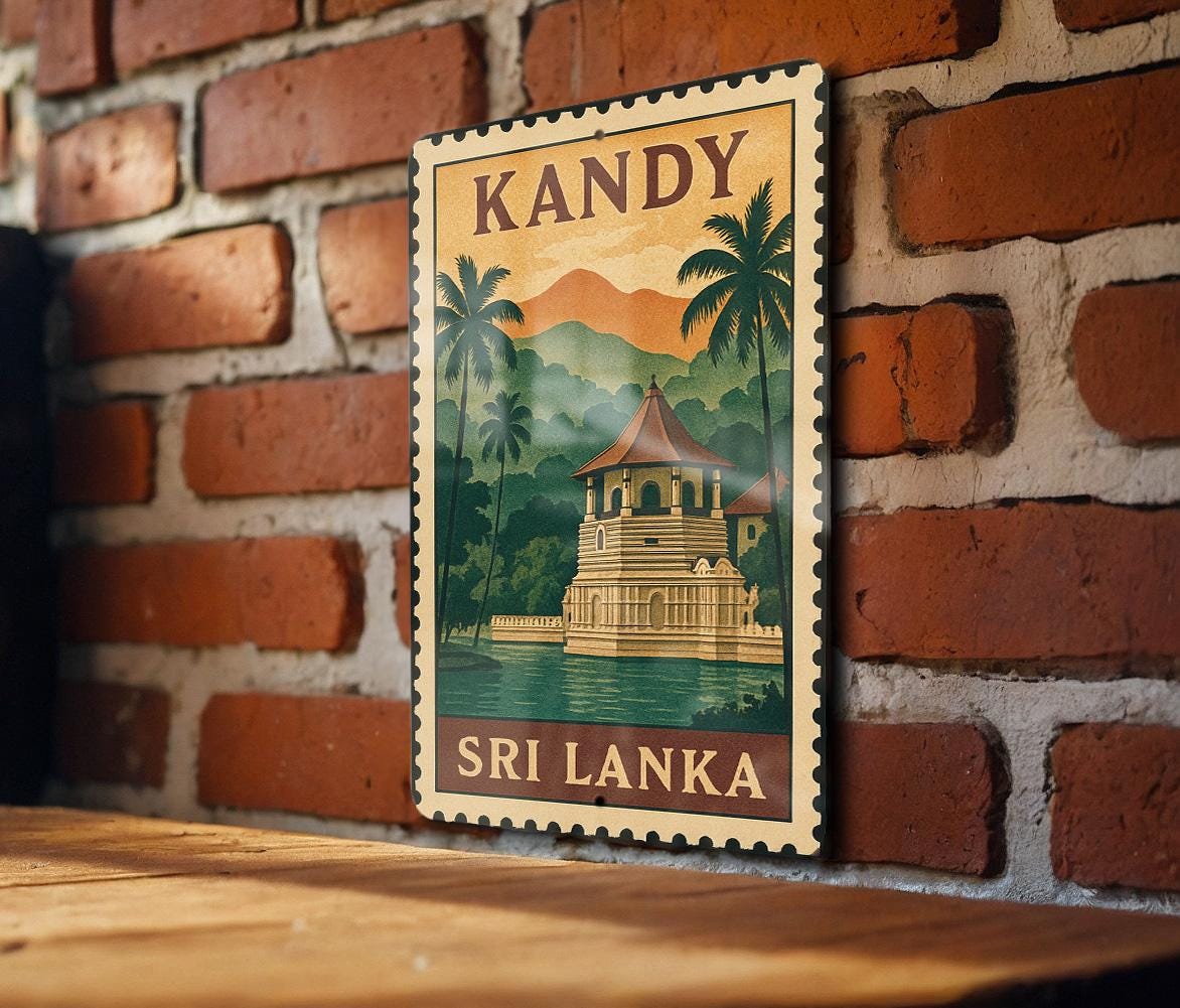 Kandy Kitchen Sign Kandy Sri Lanka Metal Sign – Vintage Stamp Style Wall Art, Travel ...