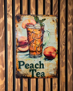 DMD Gen3 直筆サイン入りポスター TeeTeePor LatteKim Peach Iced Tea Metal Sign, Vintage Style Aluminum, Iced Tea Decor