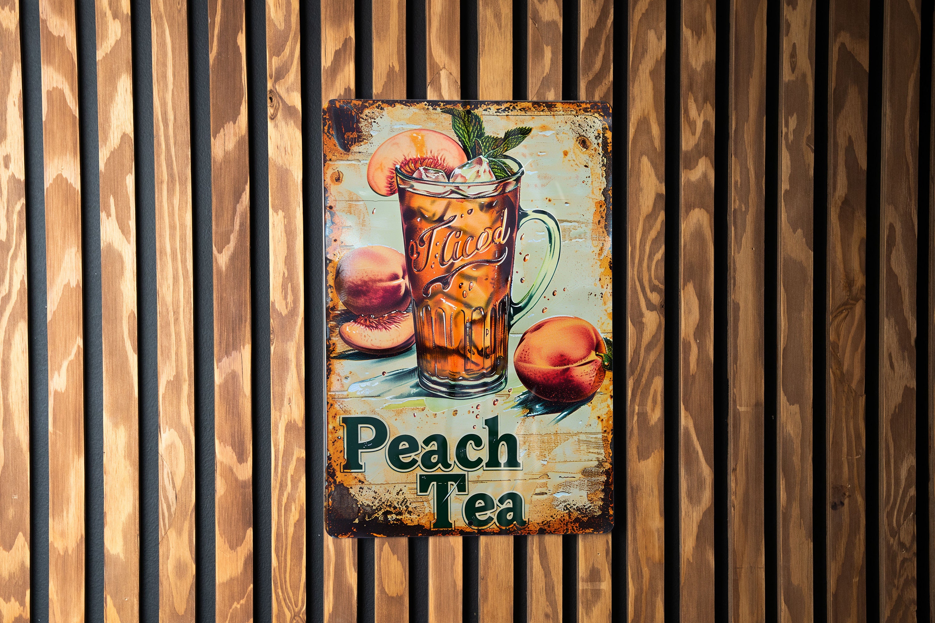 DMD Gen3 直筆サイン入りポスター TeeTeePor LatteKim Peach Iced Tea Metal Sign, Vintage Style Aluminum, Iced Tea Decor