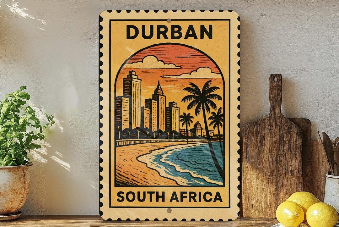 Durban Sign Durban South Africa Stamp Style Metal Sign – Vintage Travel Poster Art ...