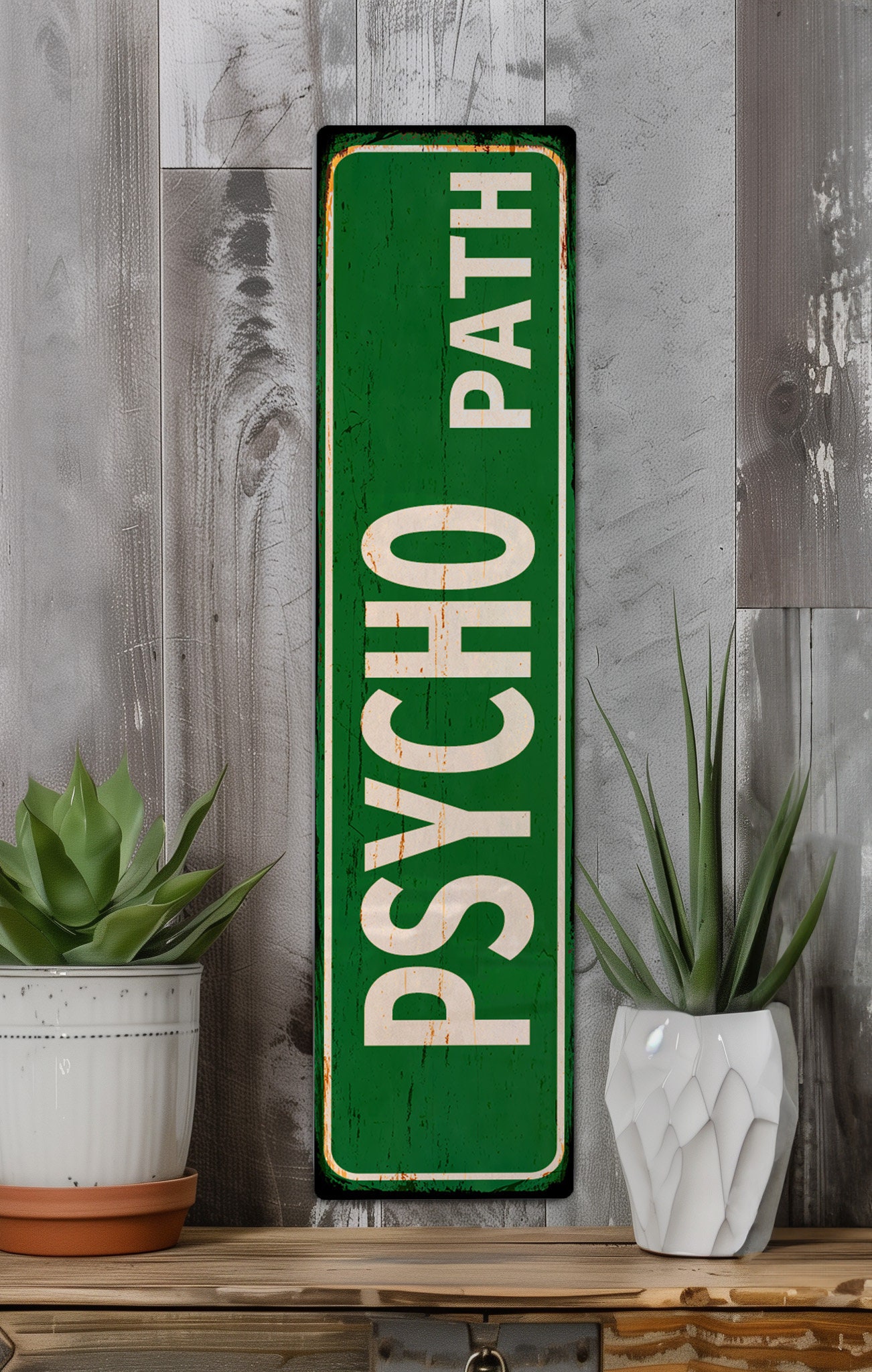 Psycho Path Funny Street Sign, Metal Sign, Novelty Decor, Wall Art